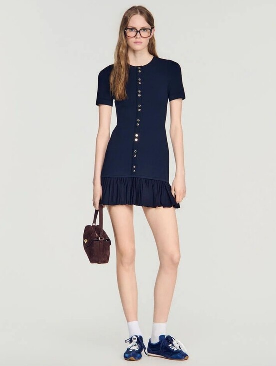 Sandro Dresses & Skirts - Sandro Mini knit dress with ruffles